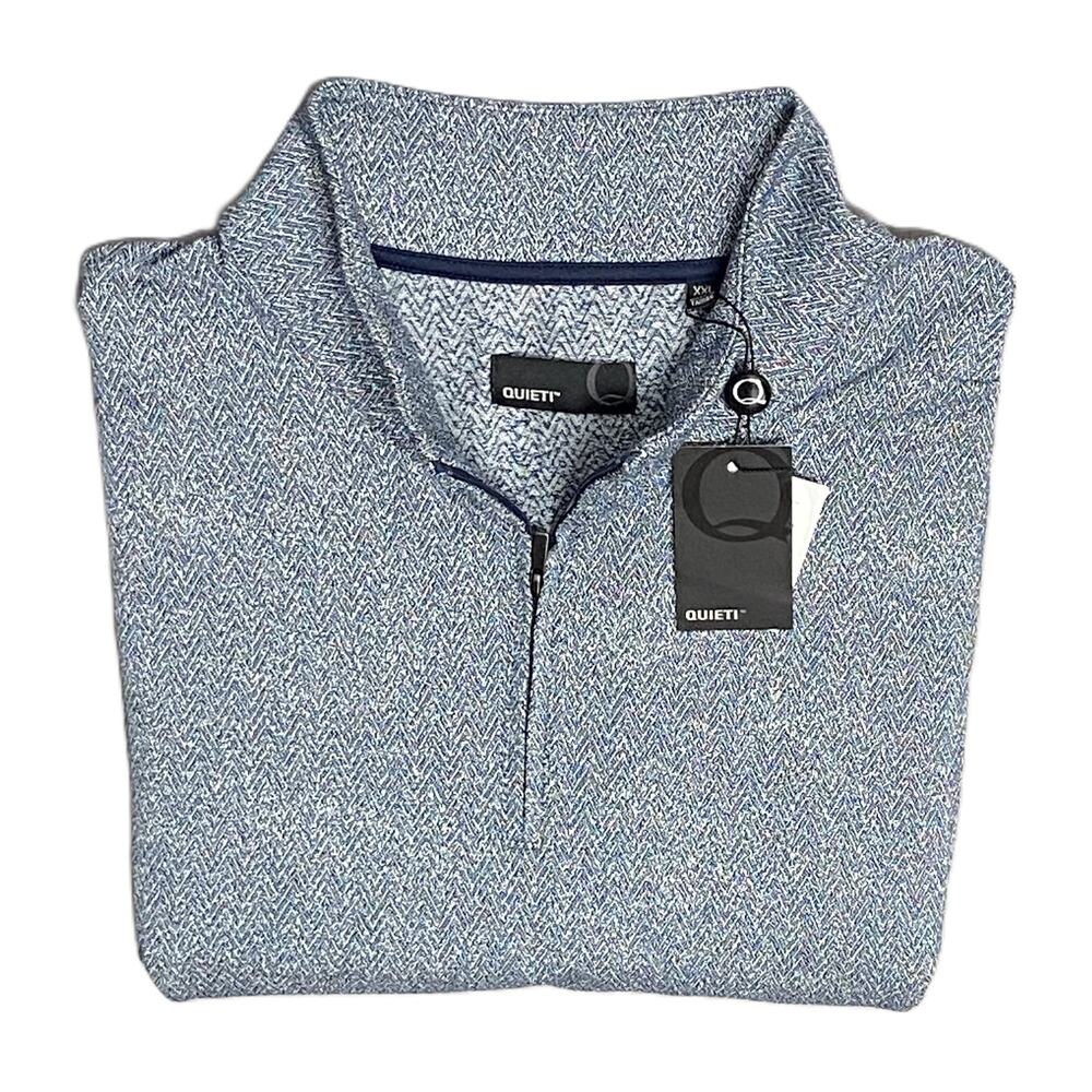Quieti 1/4 Zip Pullover Men's XXL Mock Neck Stretch Fabric Blue NEW